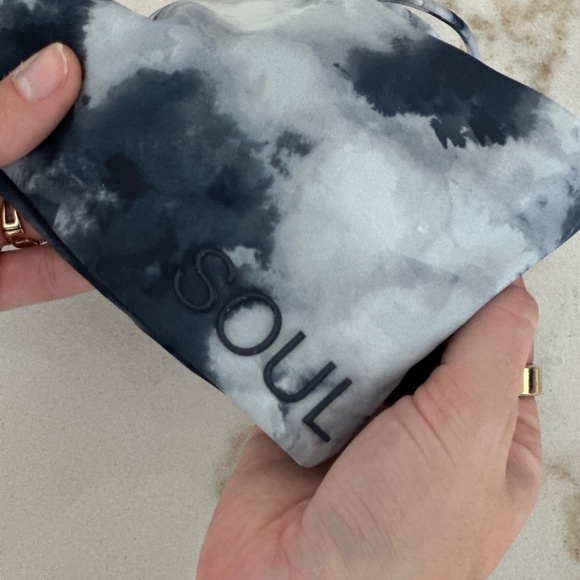 soul by soulcycle tye dye one shoulder sports bra | size S | Navy + White - Picture 5 of 16